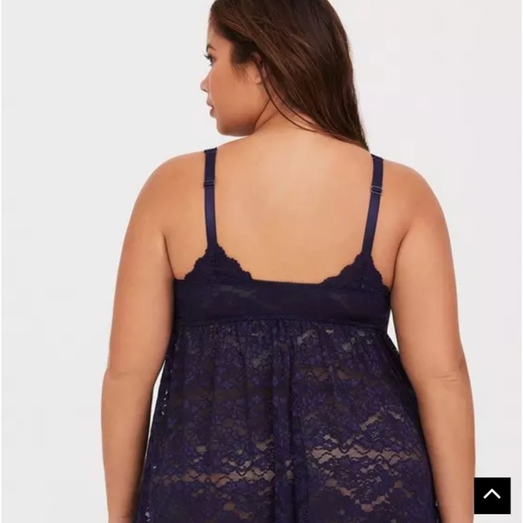 Elegant Lace Babydoll Nightgown - Navy - Picture 2 of 6